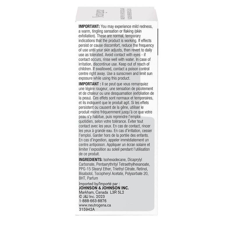 Neutrogena Huile au rétinol antiâge pour le visage, Sérum pour le visage et les yeux Correcteur de rides express 30 mL