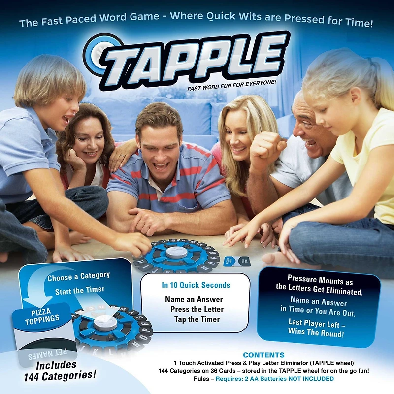 USAopoly Tapple Board Game - Fast Word Fun for the Whole Family!, AGE: 8+<br>2-8 PLAYERS<br>10-20 MINUTES