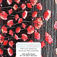 Tissu pré-coupé Fat Quarter de Fabric Creations noir avec des chiots rouges en aquarelle - 18" x 21" / 45cm x 53cm 18" x 21" / 45cm x 53cm