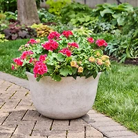 Mainstays 20 inch Bowl Planter with Drainage - Gypsum
