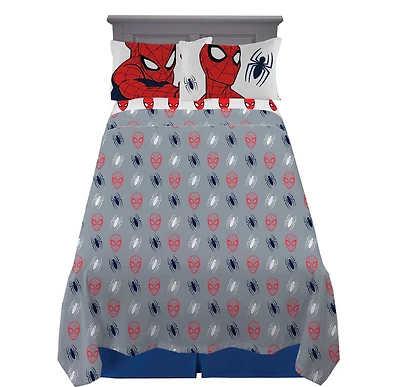 Marvel Avengers Spider-Man Ensemble de Draps 4-Pièces pour Lit 2 Places, 100% Polyester.