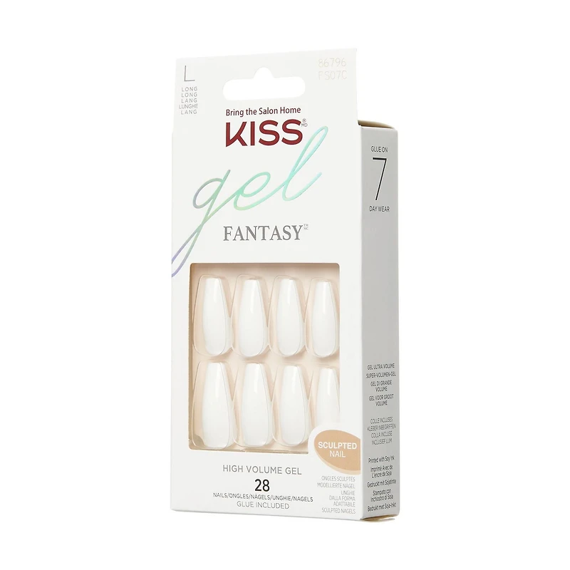 KISS Gel Fantasy - 28 faux ongles, longs Haut volume.