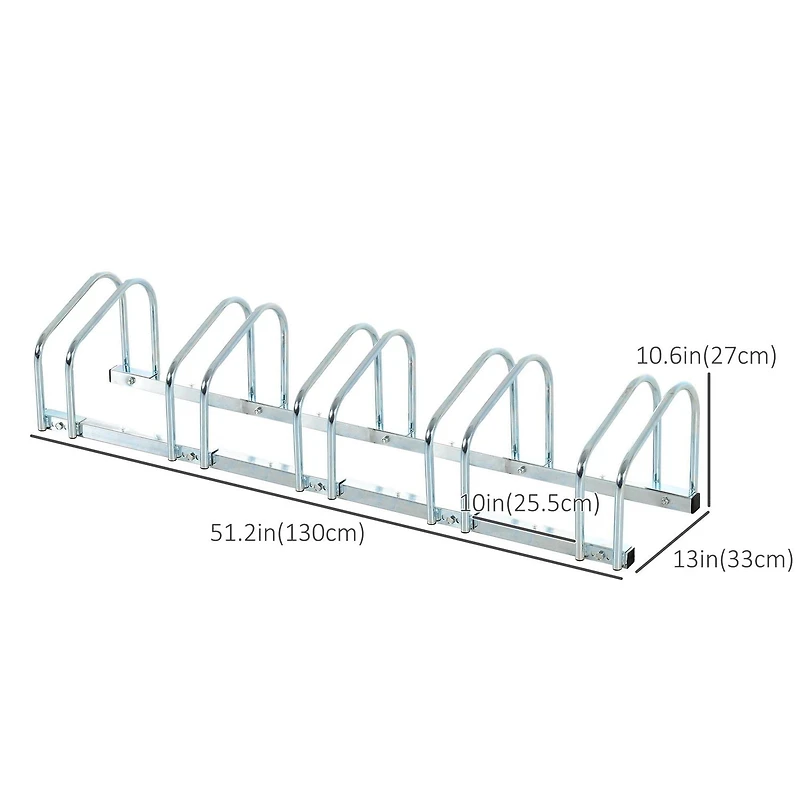 HOMCOM 3-Bike Bicycle Floor Parking Rack Cycling Storage Stand Silver