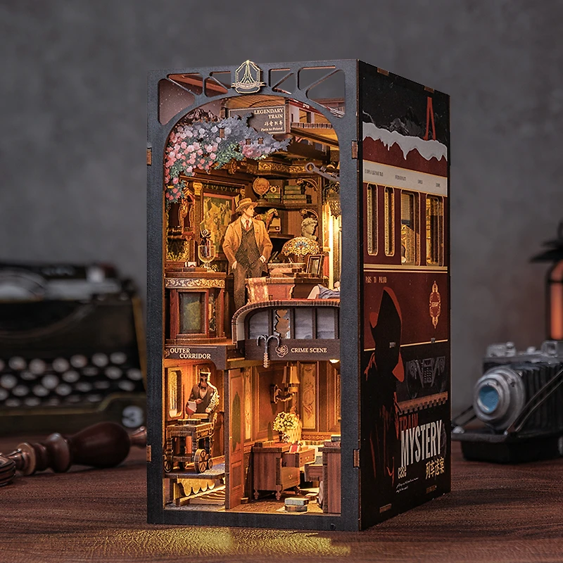Tradeopia Puzzle 3D en Bois Train Mystère Kit DIY pour Décoration de Bibliothèque