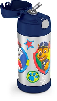 Bouteille isolée à pression de 12 Oz avec paille FUNtainer de Thermos Bleue, F40122PPC4