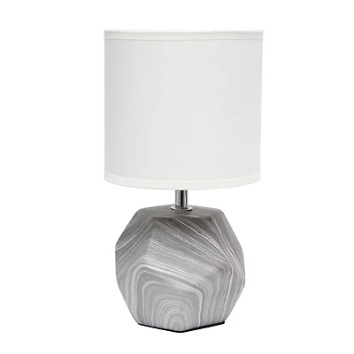 Simple Designs Round Prism Mini Table Lamp with White Fabric Shade