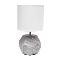 Simple Designs Round Prism Mini Table Lamp with White Fabric Shade