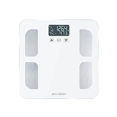 Pèse-Personne numérique avec composition corporelle Accuweight, Ultra-blanc, modèle BS0315W 7 Compositions corporelles