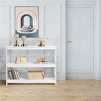 FULLFURNIQUE  3-Tier Console Table Entryway Table with X-shape Reinforcement Structures for Living Room, White