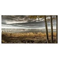 Designart Pier in Brown Lake Canvas Wall Art