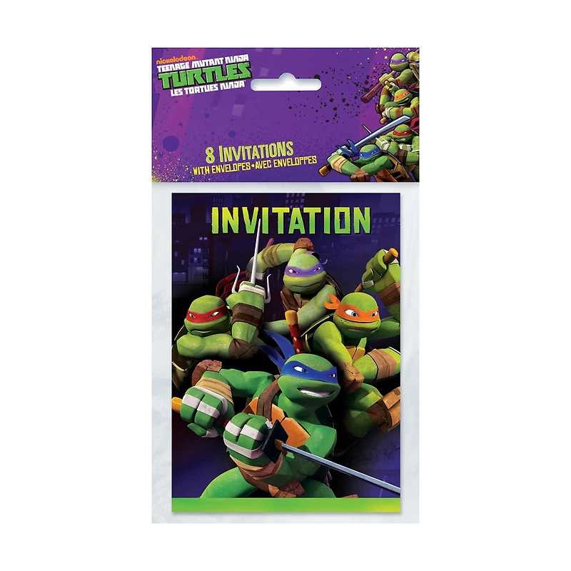 8 TEENAGE MUTANT NINJA TURTLE Invitations avec enveloppes