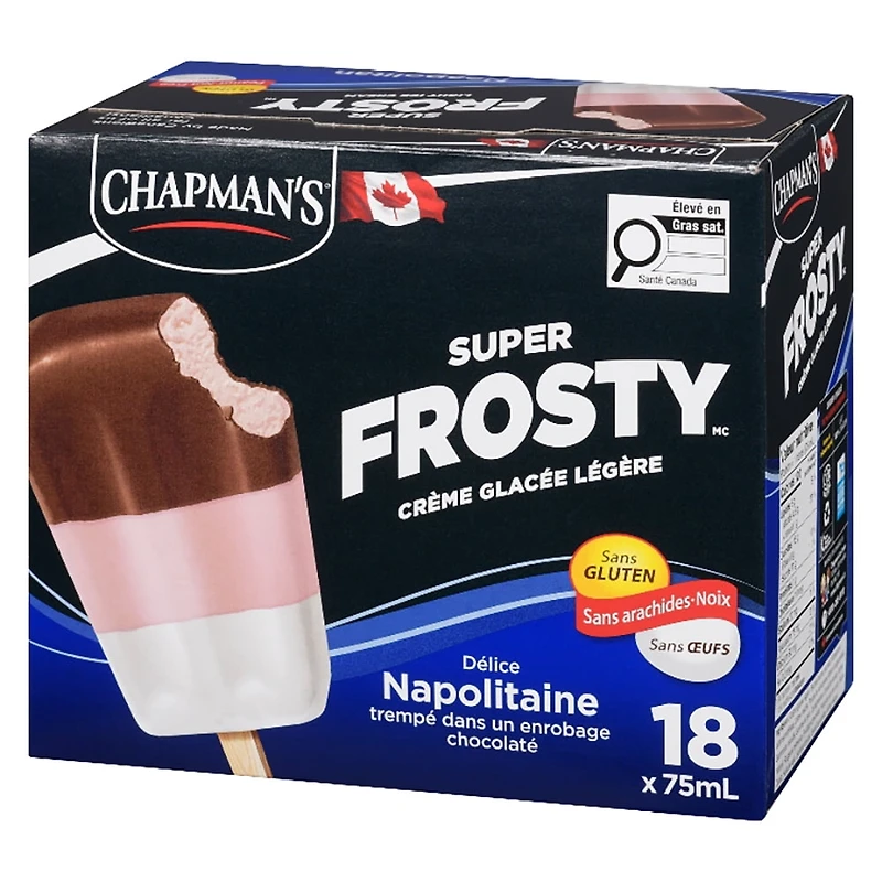 Chapman's Super Frosty Light Ice Cream Bars Neapolitan, 18x75ml, Chap Sup Frosty Choc Dip Neapolitan 18x75ml