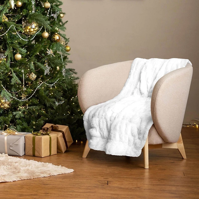 Faux Fur Throw White