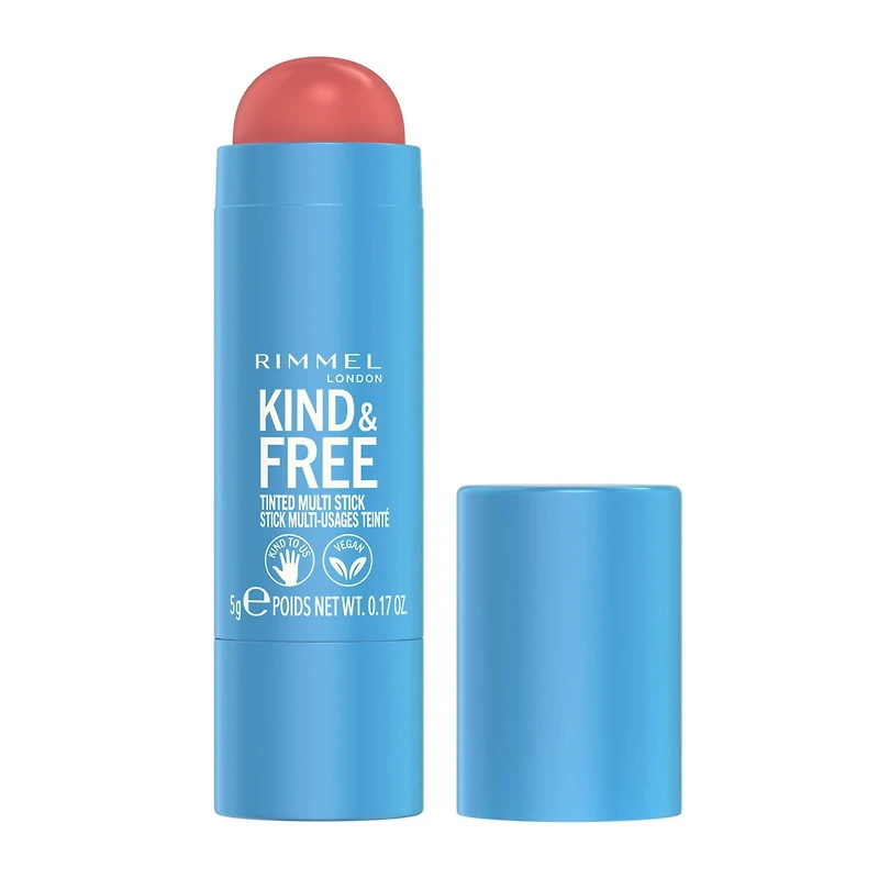 Rimmel Kind & Free Multi-Stick, pour les joues et les lèvres, hydratant, couleur modulable, formule végétalienne, formule propre Formule intensément hydratante