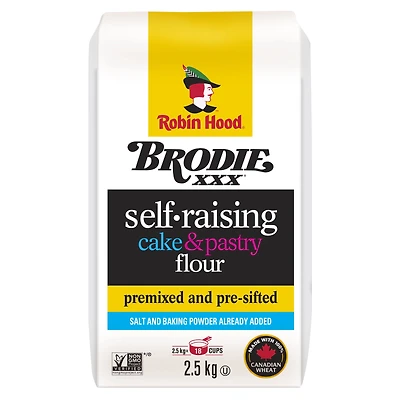 Robin Hood Brodie, farine auto-levante pour gâteaux et pâtisseries, 2,5 kg, faite à 100 % de blé canadien Farine préparée pour gâteaux et pâtisseries 2.5kg
