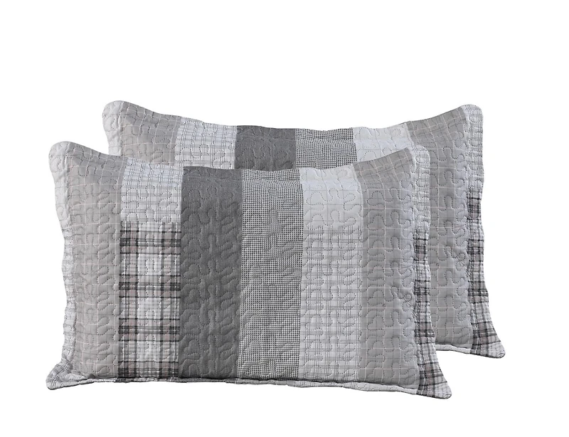 Marina Decoration Rich Printed Embossed Pinsonic Coverlet Bedspread Ultra Soft Bedding Summer Quilt Set with Shams, Modern Grey Striped Pattern