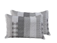 Marina Decoration Rich Printed Embossed Pinsonic Coverlet Bedspread Ultra Soft Bedding Summer Quilt Set with Shams, Modern Grey Striped Pattern