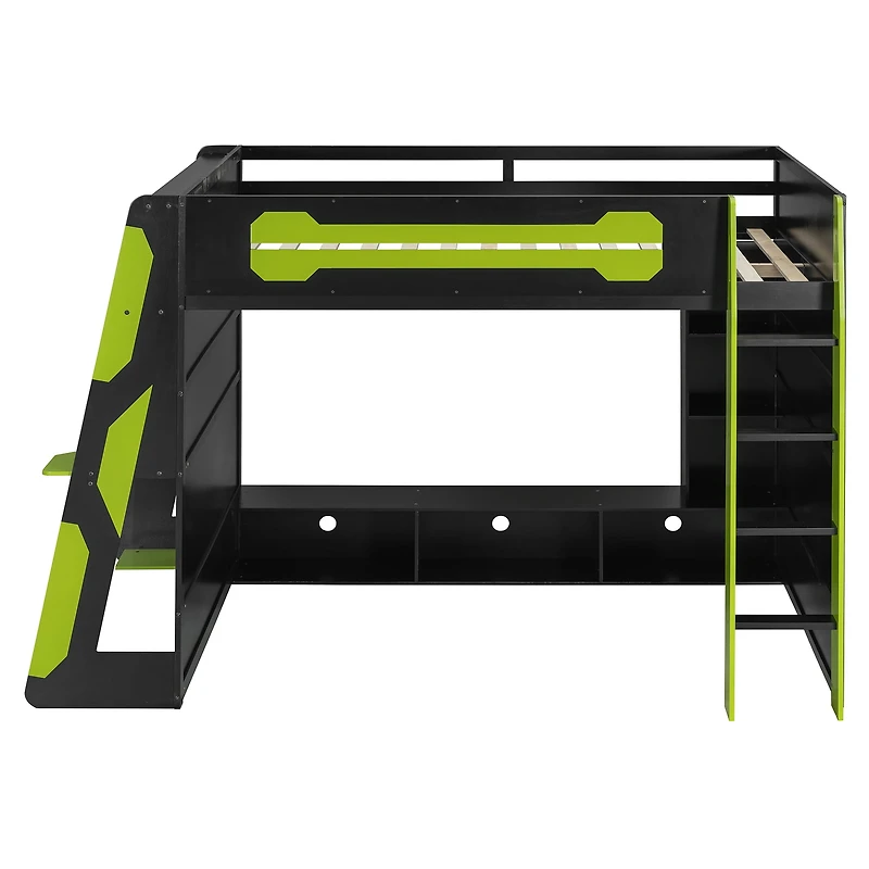 Lit mezzanine en bois Noble House avec bureau, vert