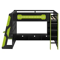 Lit mezzanine en bois Noble House avec bureau, vert