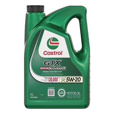 Huile Castrol GTX – High Mileage 5W20 5L Huile moteur de qualité supérieure formulée pour les moteurs affichant plus de 120 000 km à l’odomètre.