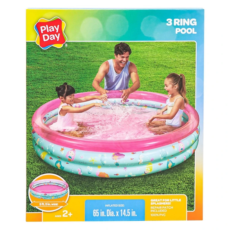 Play Day Piscine Rose À 3 Anneaux