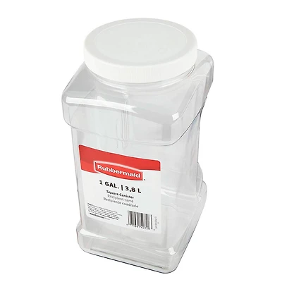Rubbermaid Square Food Storage Jar, 3.8 Litre, White, 3.8 L