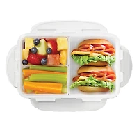 Starfrit LocknLock Plastic Bento Lunch Container - Removable Divider - 34oz/1L - Airtight & Leakproof - 4-Sided Locking Lid, Nestable and stackable
