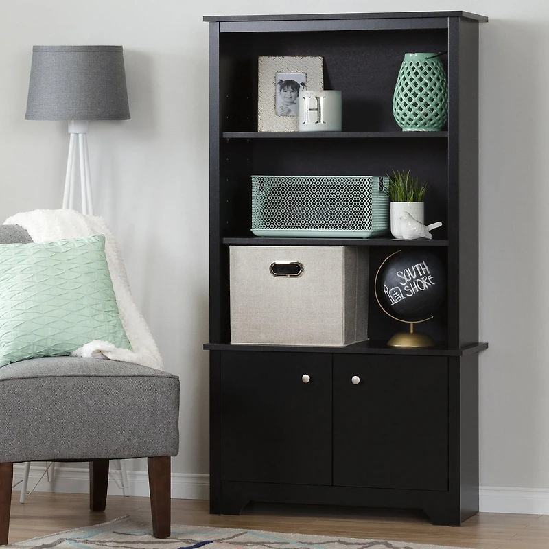 South Shore Vito 3-Shelf Bookcase with Doors