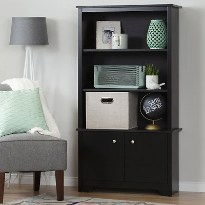 South Shore Vito 3-Shelf Bookcase with Doors