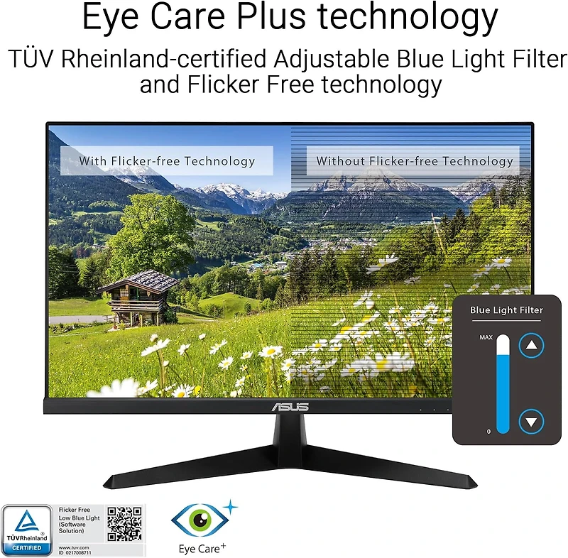 Moniteur de jeu ASUS VY279HGR Eye Care 27 pouces, 16:9 IPS FHD 1 500:1, 1 ms, 250 nits, 120 Hz