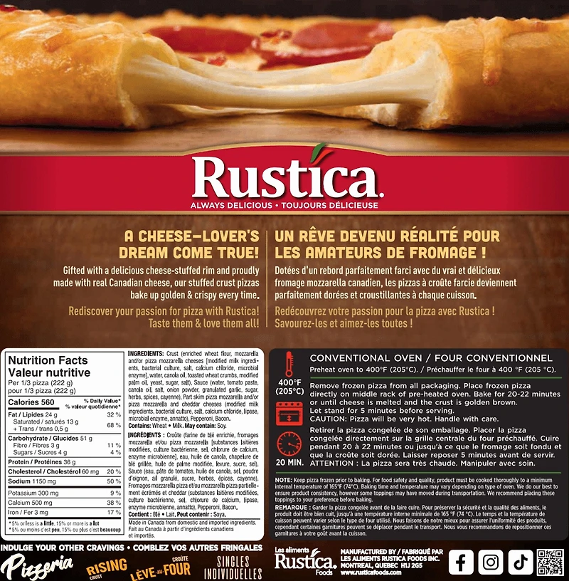 Pizza Rustica Croûte Farcie Pepperoni et Bacon 665 G Congelee Pizza Rustica Croute Farcie Pepperoni et Bacon