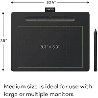 Wacom Intuos Tablette graphique Bluetooth de taille moyenne - Noir