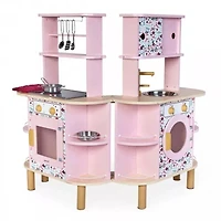 Janod Twist Cuisine - Cuisine en Bois Extensible Double Face avec 8 Accessoires - 86 cm de Hauteur - Jeu de Simulation - Pour les Enfants de 3 à 6 Ans