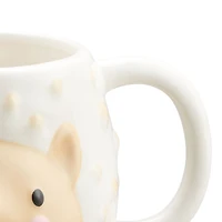 Mainstays Tasse en céramique sculptée en forme de porc-épic blanc et beige, 17,25 oz, 1 Pièce