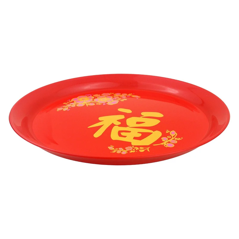 9.8in Dia Plastic Tray - Luck