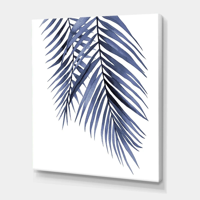 Designart Blue Palm Leaves Abstract Tropical Branches Canvas Wall Art