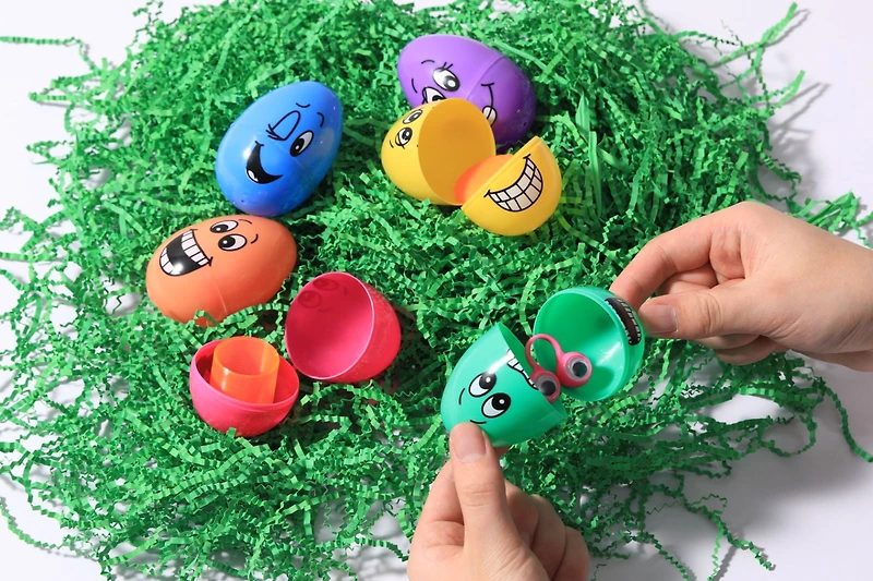 Way to Celebrate T Face Print Egg ,Funny Faces Plastic Egg Bundle -, Facial Expressions Plastic Easter Eggs 3 Inches, Fillable Easter Party