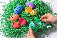 Way to Celebrate T Face Print Egg ,Funny Faces Plastic Egg Bundle -, Facial Expressions Plastic Easter Eggs 3 Inches, Fillable Easter Party