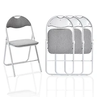 Homy Casa Folding Dining Chairs Set of 4 - Premium Padded Upholstery Folding Stools 4 Packs with Sturdy Metal Frame, Pink/ Grey/ Brown