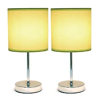 Simple Designs Chrome Mini Basic Table Lamp with Fabric Shade 2 Pack Set