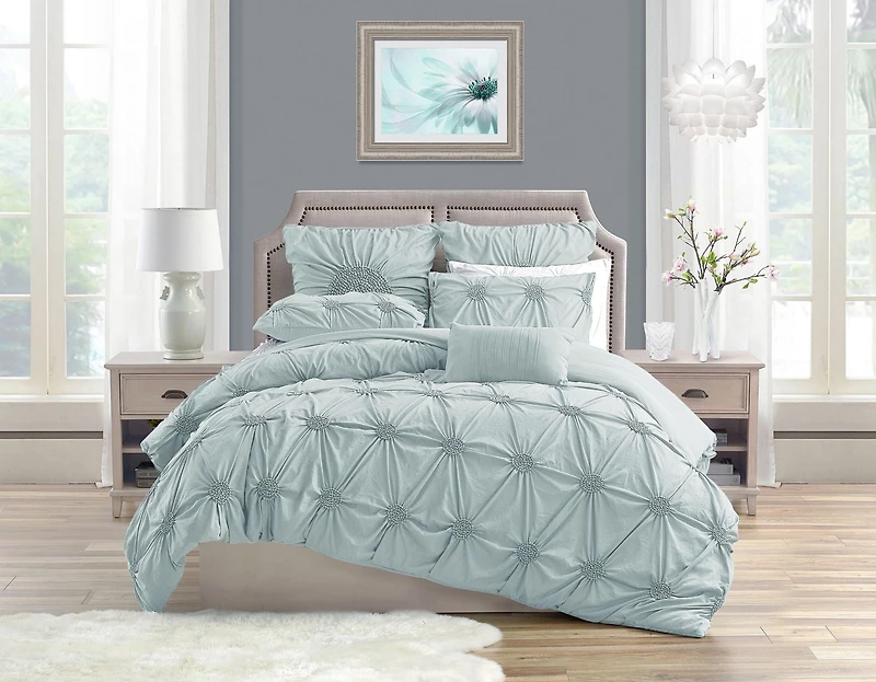 Luxury Floral Ruched High Quality Duvet Cover Set