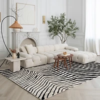 Tapis d'interieur a imprime zebre Rug Branch Domus, creme noir, moderne - Salon, chambre, salle a manger et cuisine