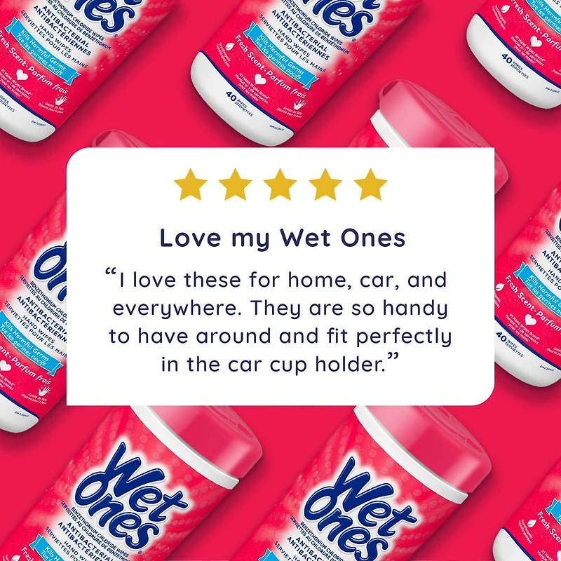 Wet Ones Antibacterial Hand Wipes, Fresh Scented Wet Wipes, 40 Wet wipes
