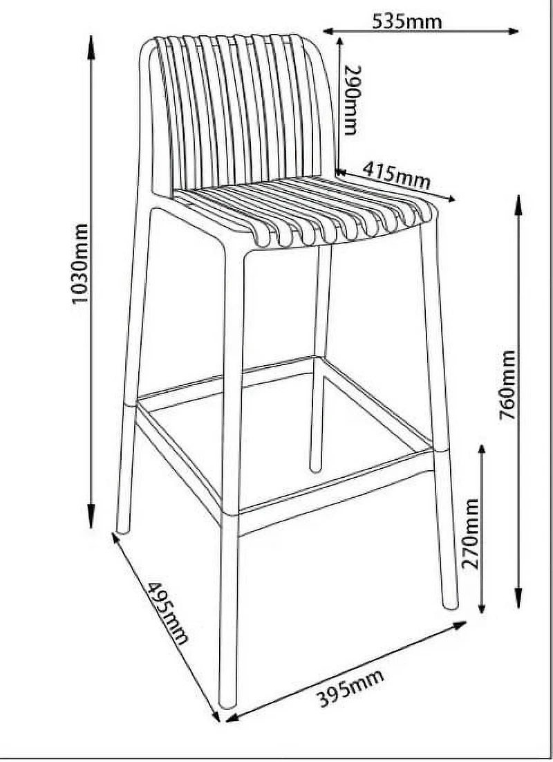 Chaise de bar Summer avec accoudoirs et rayures - Noir (4 chaises)