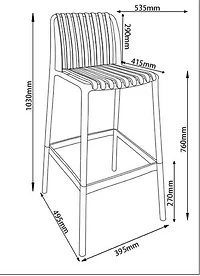 Chaise de bar Summer avec accoudoirs et rayures - Noir (4 chaises)