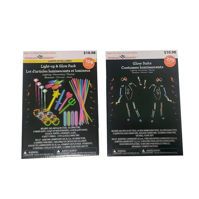 Façon de célébrer 108PK Light up & Glow pack pour Halloween décor pour le plaisir des enfants