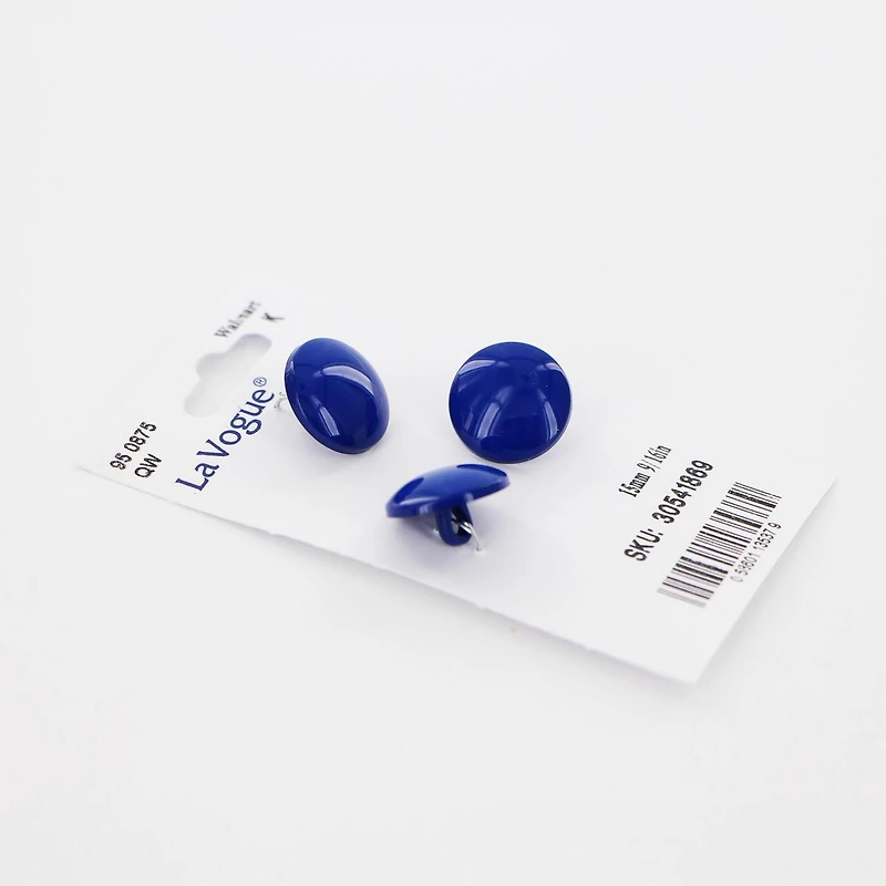 La Vogue Shank Button – Royal Blue, 15 mm, Polished Finish