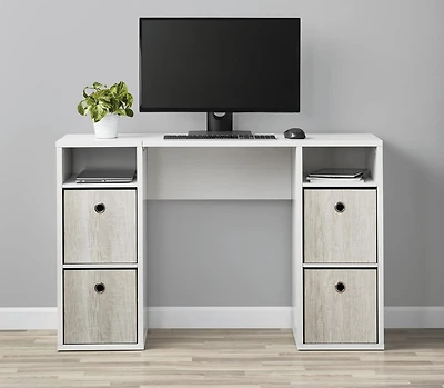 Mainstays bureau d'ordinateur avec 4 cubes de rangement, blanc