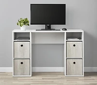 Mainstays bureau d'ordinateur avec 4 cubes de rangement, blanc