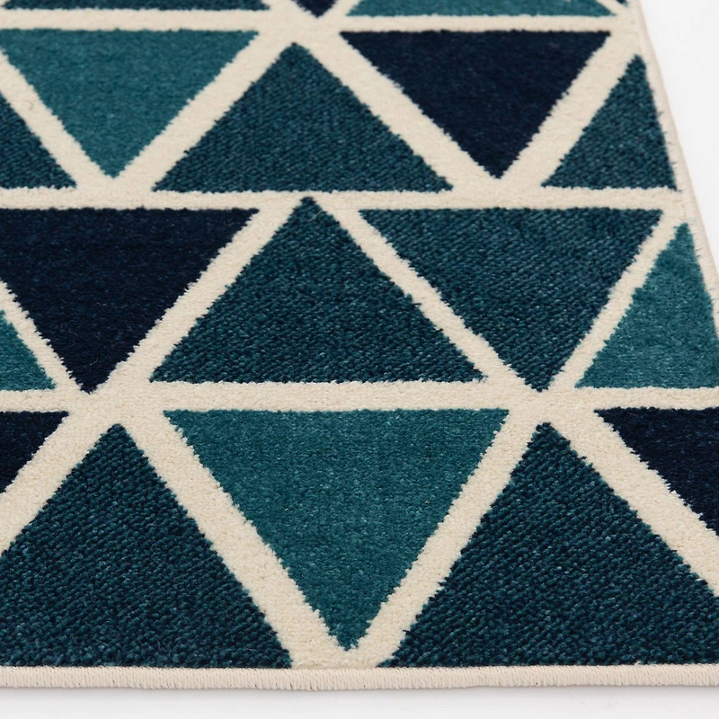 Tapis tissé crème et bleu turquoise Tropiana